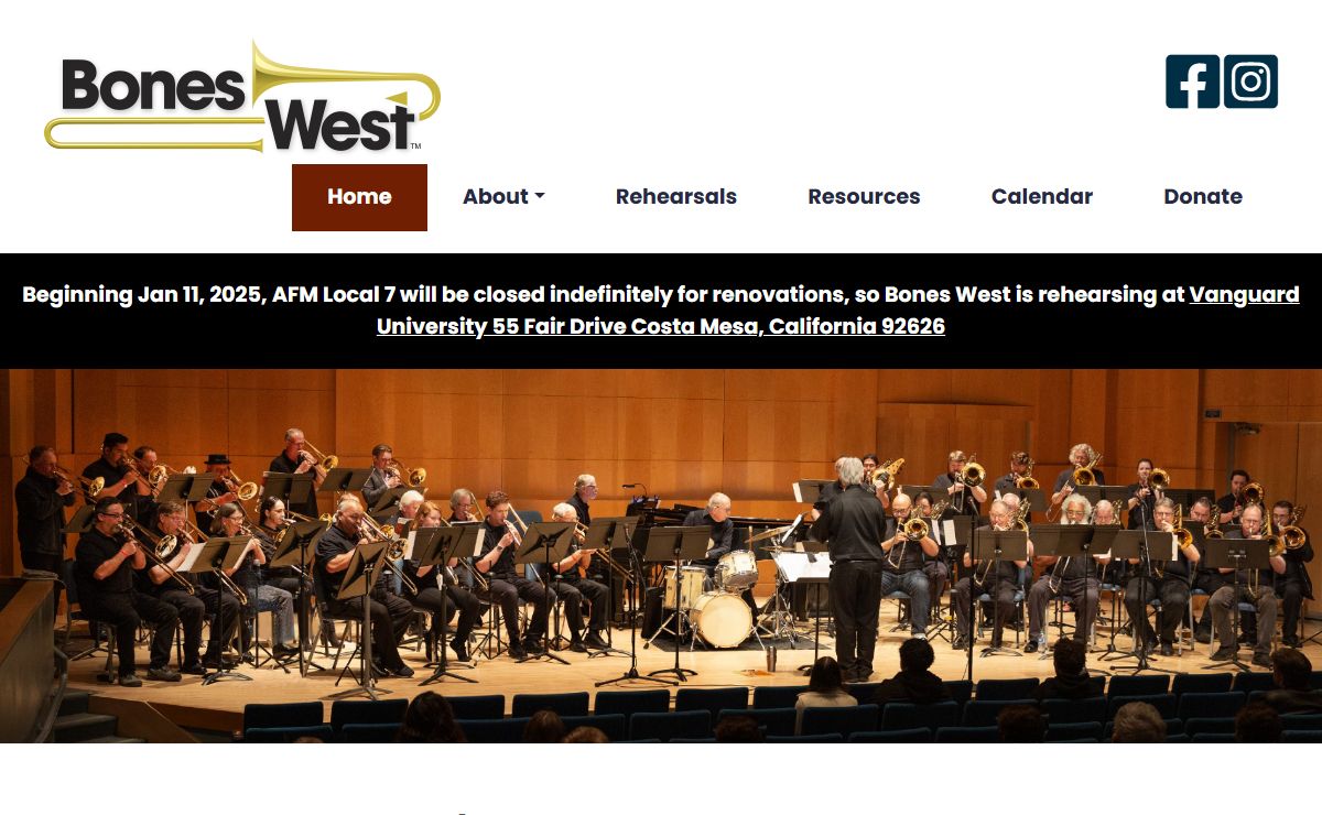 Bones West Trombone Choir playing in the Big Band Style
