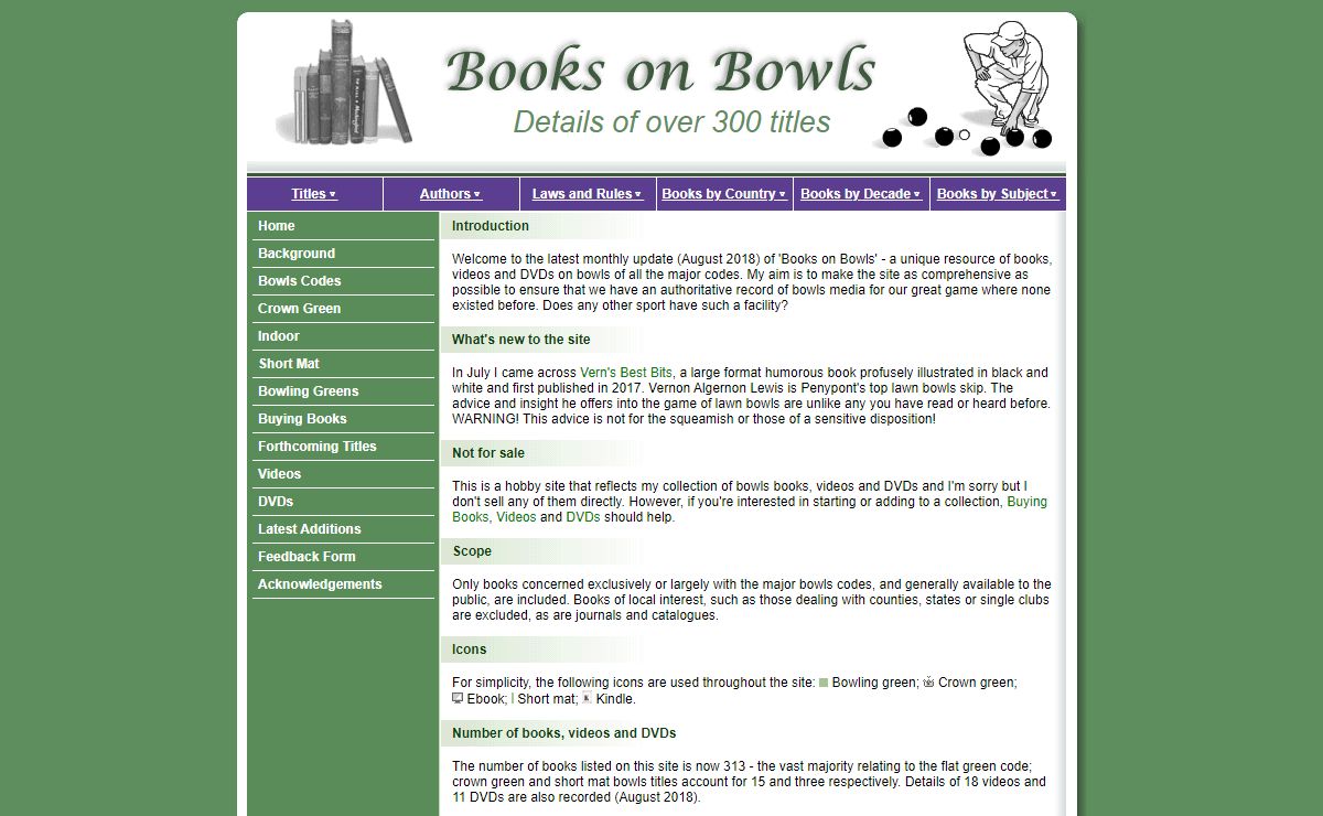Books on Bowls. Index