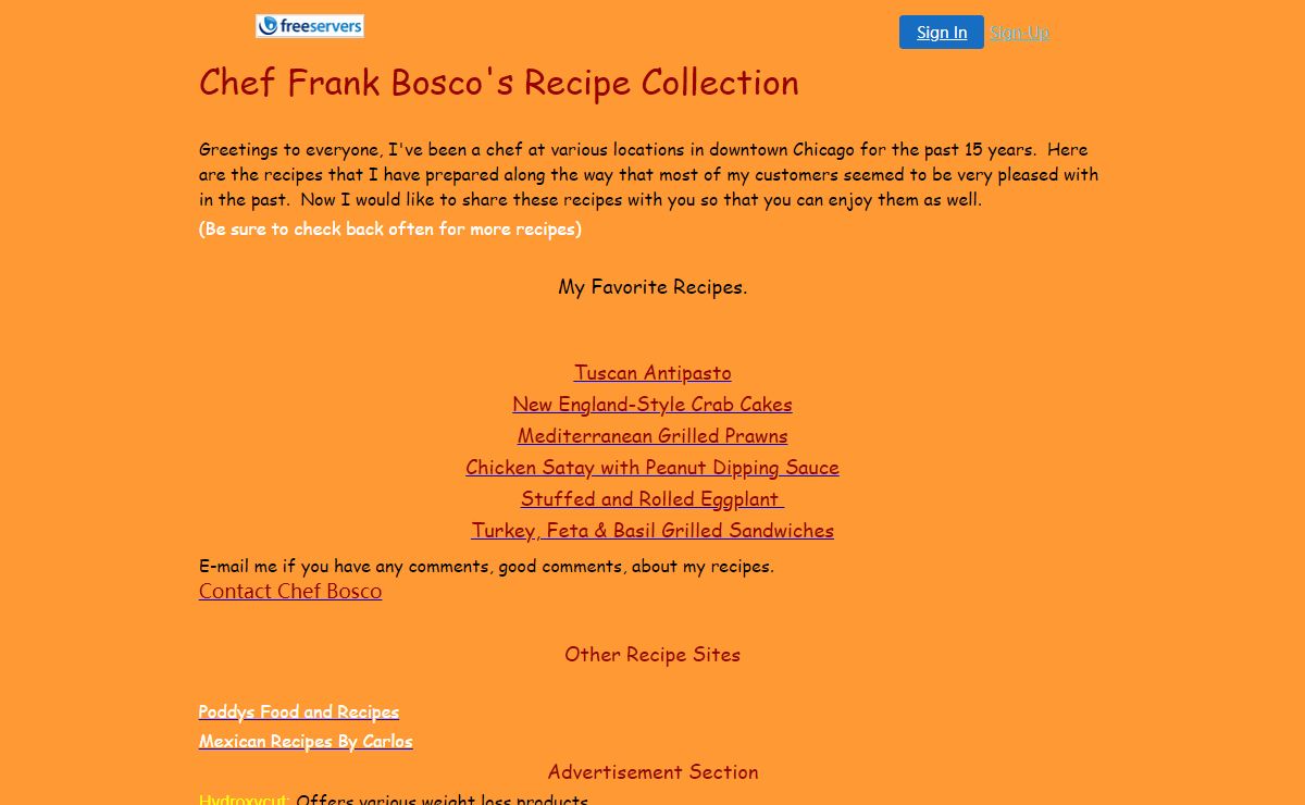 Chef Frank Bosco's Recipes