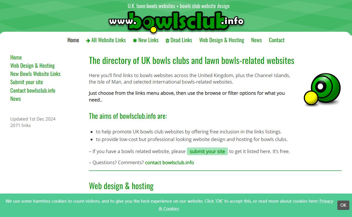www.bowlsclub.info – UK bowls website directory plus website design and hosting for bowls clubs