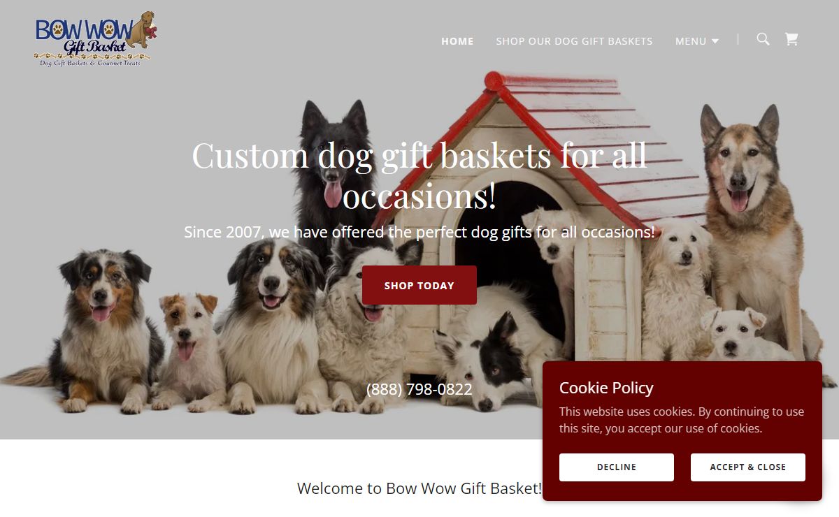 Bow Wow Gift Basket - Dog Gift Baskets, Dog Gifts