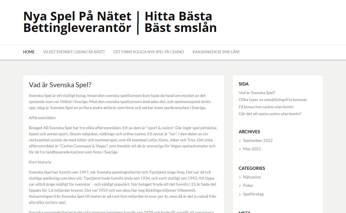 Nya Spel På Nätet | Hitta Bästa Bettingleverantör | Bäst smslån