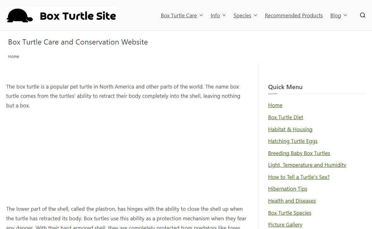 Box Turtle Care and Conservation Website - Box Turtle Site