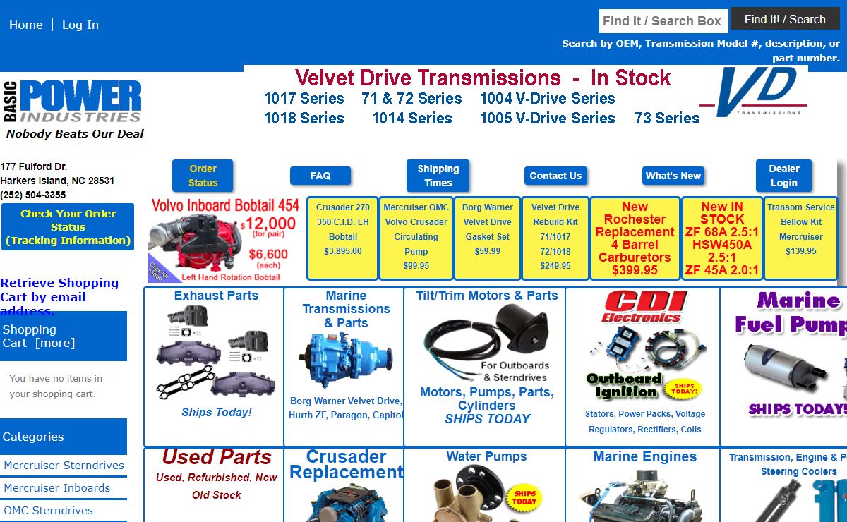 ebasicpower.com, Marine Engine Parts | Fishing Tackle | Basic Power Industries