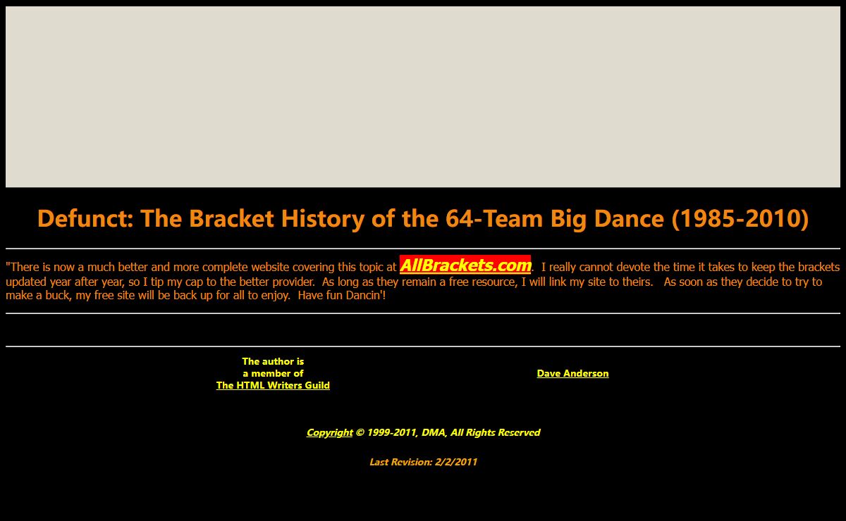 Bracketville: The Big Dance Bracket History (1985-present)
