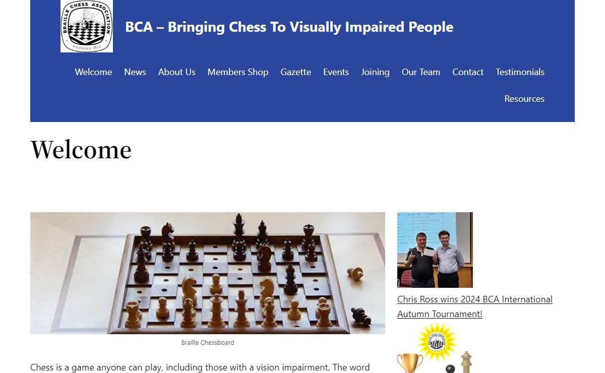 BCA – Bringing Chess To Visually Impaired People