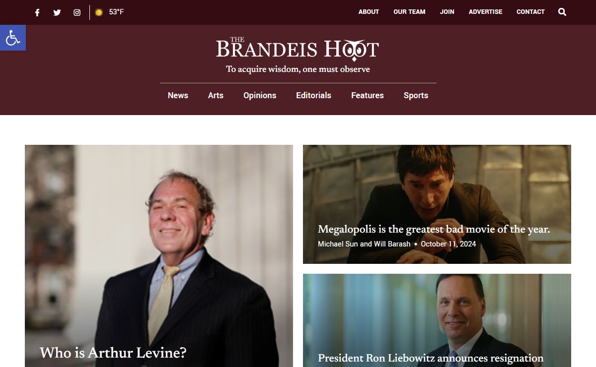 The Brandeis Hoot – Brandeis University's Community Newspaper — Waltham, Mass.