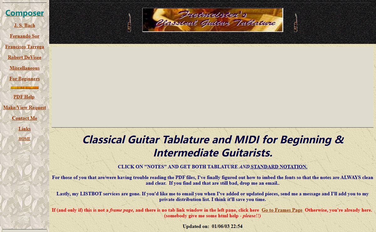 Classical Guitar Tablature