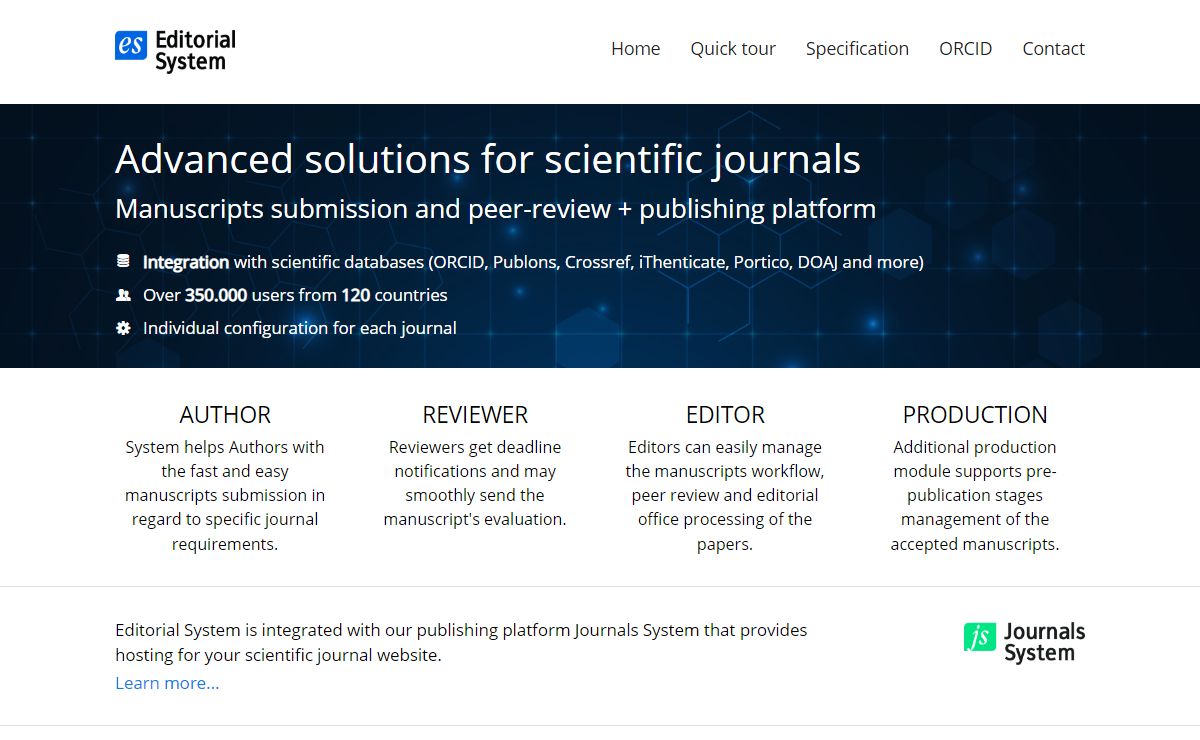 Editorial System - Scientific manuscripts submission and peer review