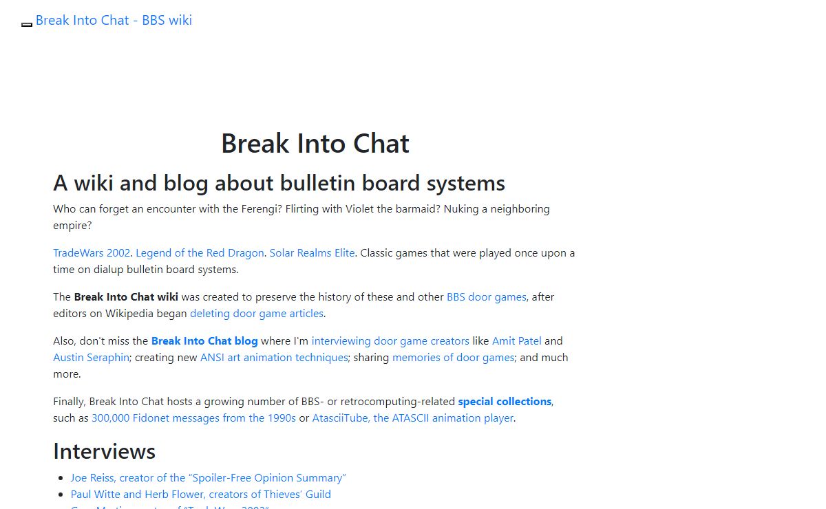 Break Into Chat - BBS wiki