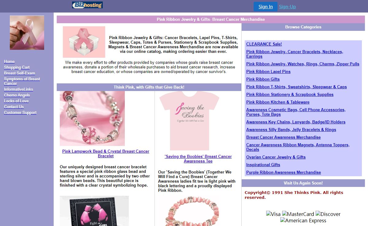 Pink Ribbon Jewelry & Gifts- Breast Cancer Merchandise