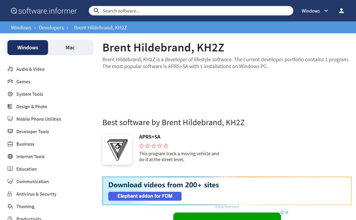 Brent Hildebrand, KH2Z software updates and reviews: APRS+SA, etc.
