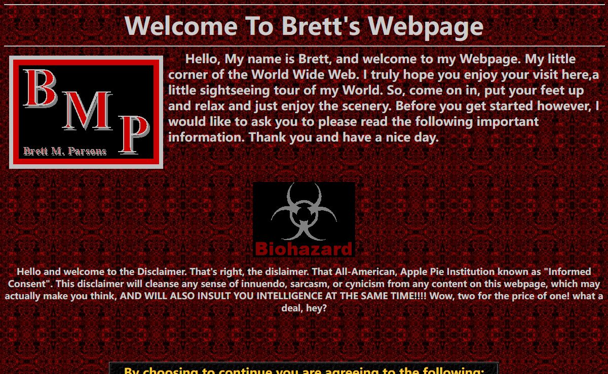 Brett's Webpage Welcome