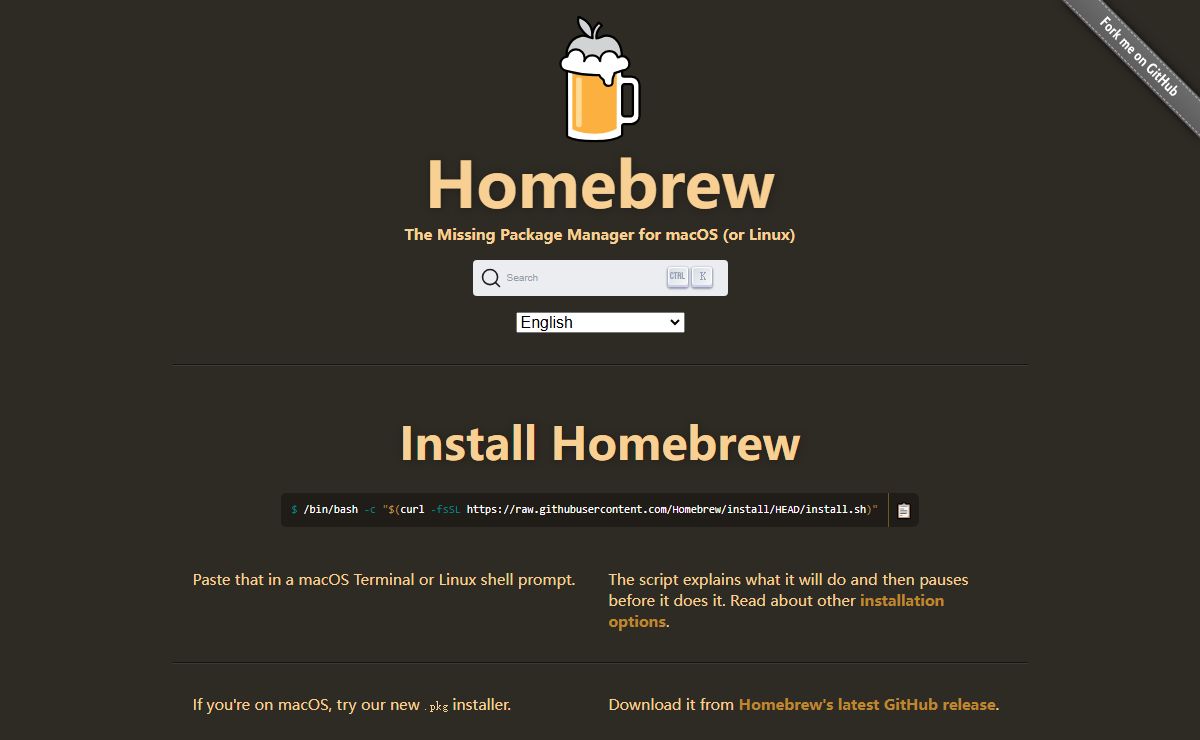 Homebrew — The Missing Package Manager for macOS (or Linux)