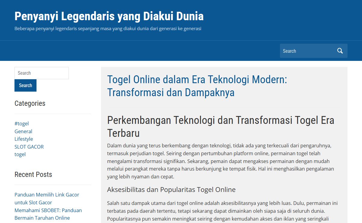 Penyanyi Legendaris yang Diakui Dunia - Beberapa penyanyi legendaris sepanjang masa yang diakui dunia dari generasi ke generasi