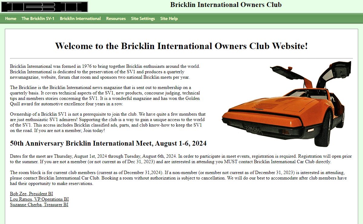 Bricklin International Owners Club Homepage