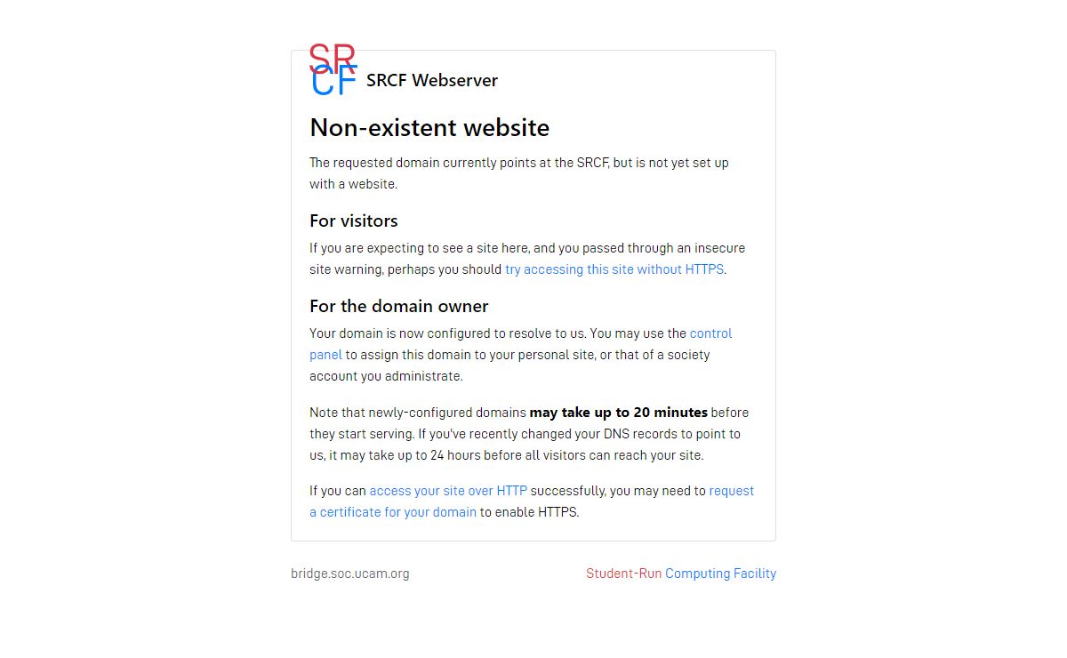 Non-existent website - Student-Run Computing Facility (SRCF)