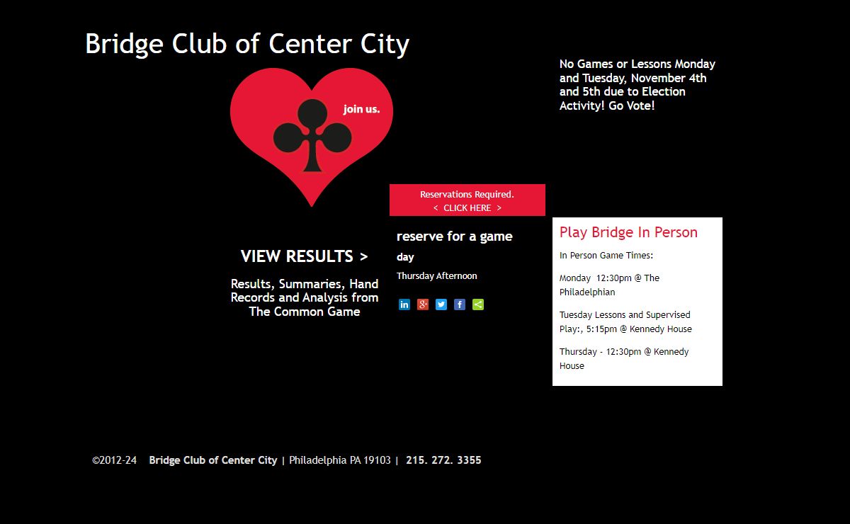 ACBL duplicate bridge in Philadelphia | Bridge Club of Center City