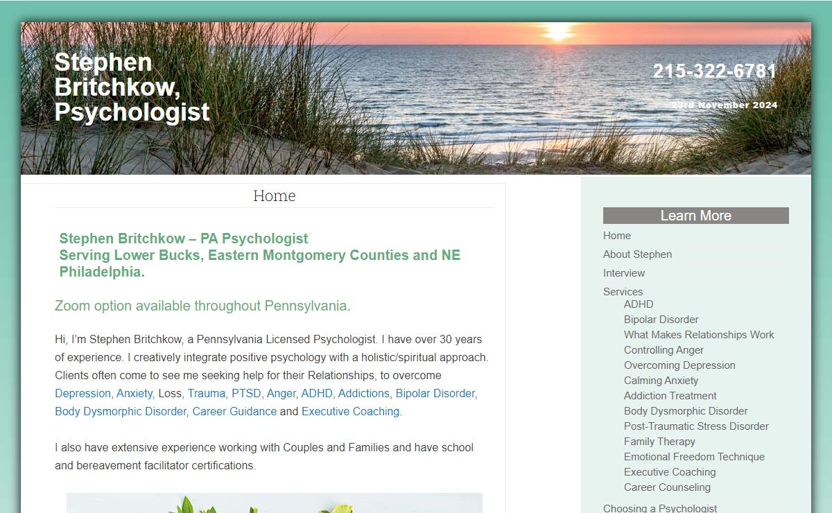 Psychologist - Stephen Britchkow - Bucks & Montgomery Co., PA