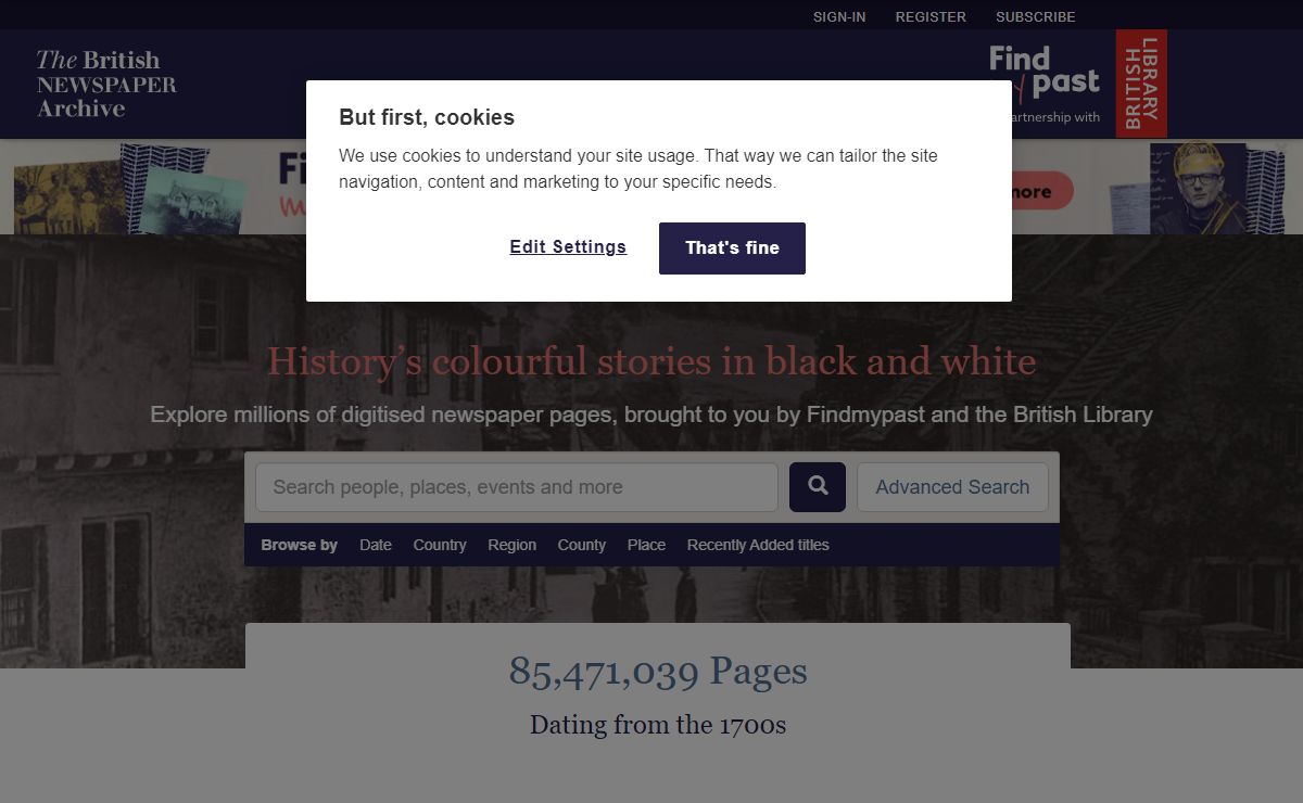 Home | Search the archive | British Newspaper Archive