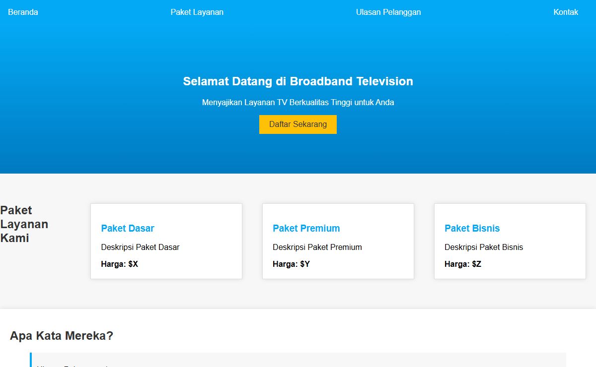 Broadband Television - Layanan TV Berkualitas