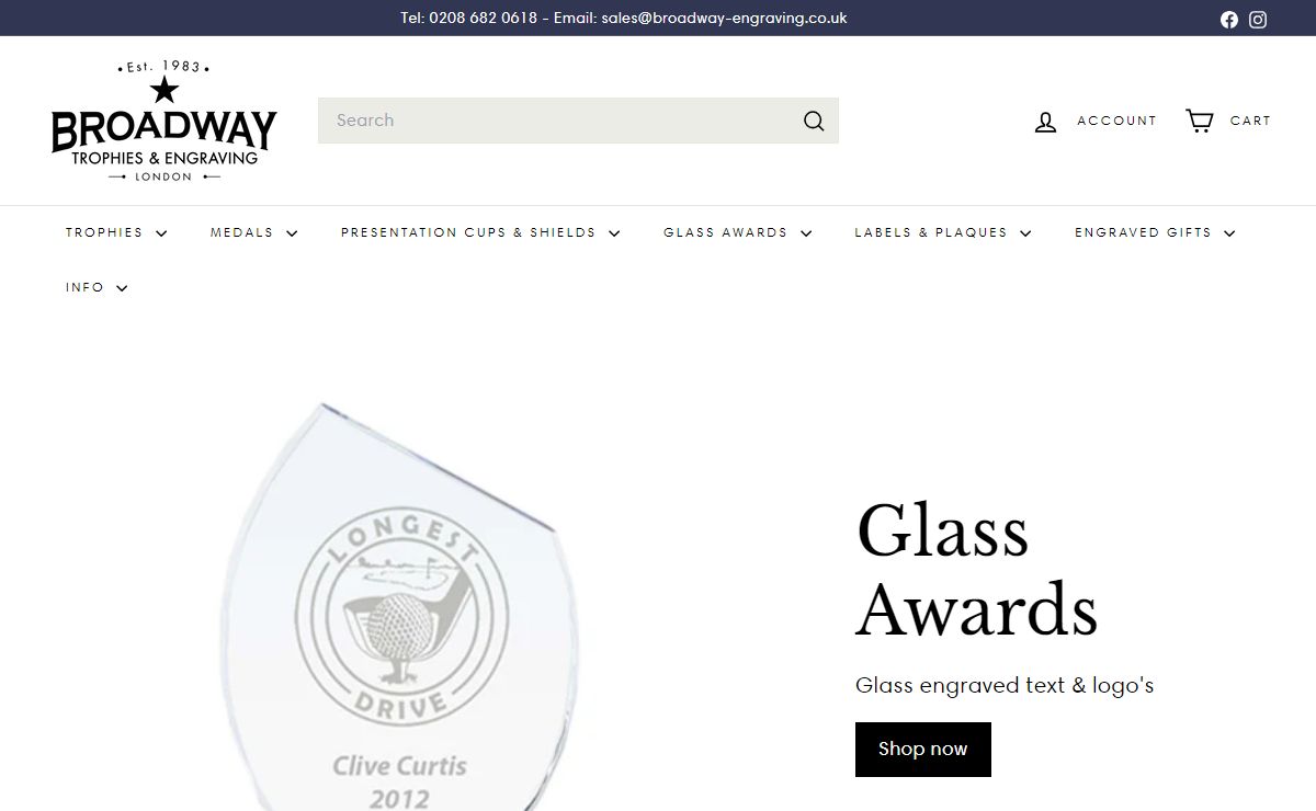 London Engravers | Trophies, Medals, Glass Awards, Presentation Cups – Broadway Trophies & Engraving