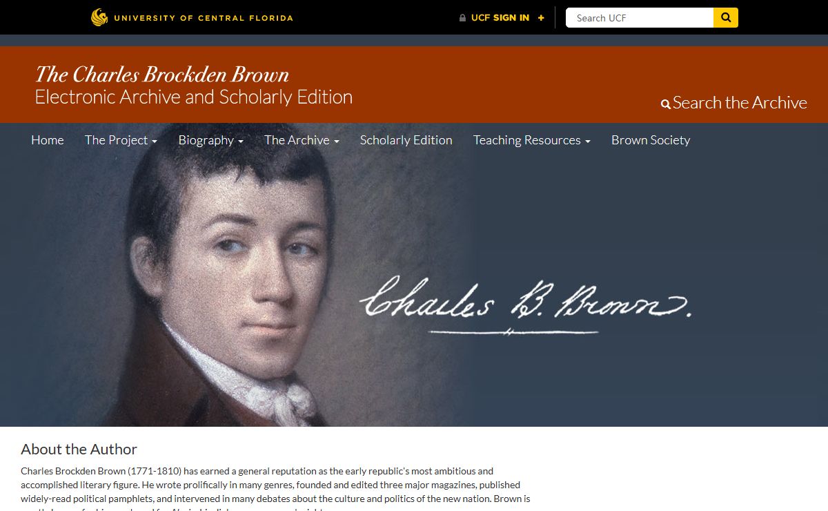 The Charles Brockden Brown Electronic Archive and Scholarly Archive