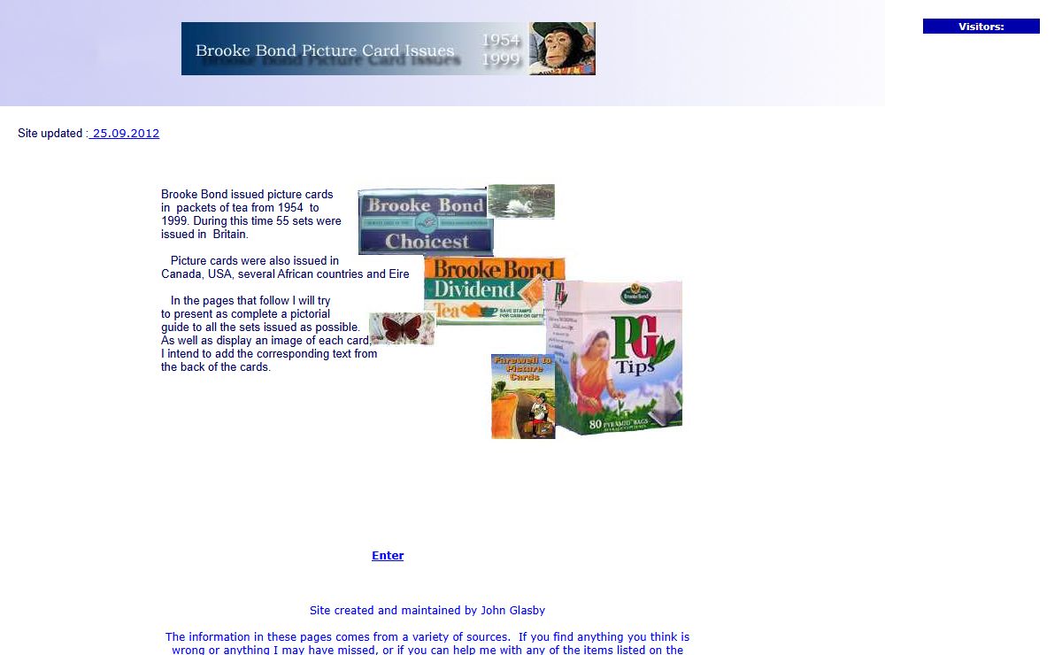 Brooke Bond Picture Card Issues Index page