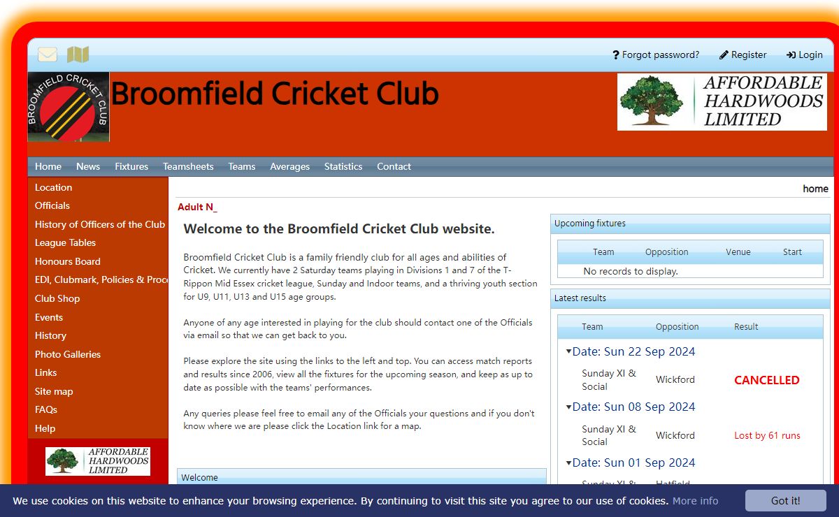 Broomfield Cricket Club : home