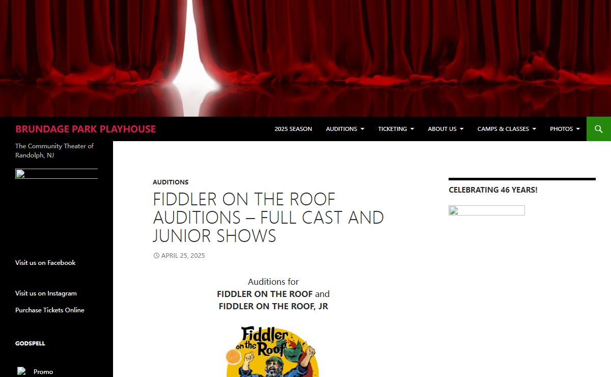 BRUNDAGE PARK PLAYHOUSE | The Community Theater of Randolph, NJ