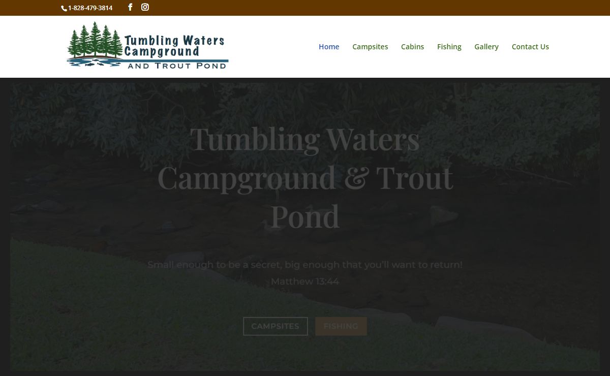 Tumbling Waters Campground & Trout Pond | 1-828-479-3814 | Bryson City Camping