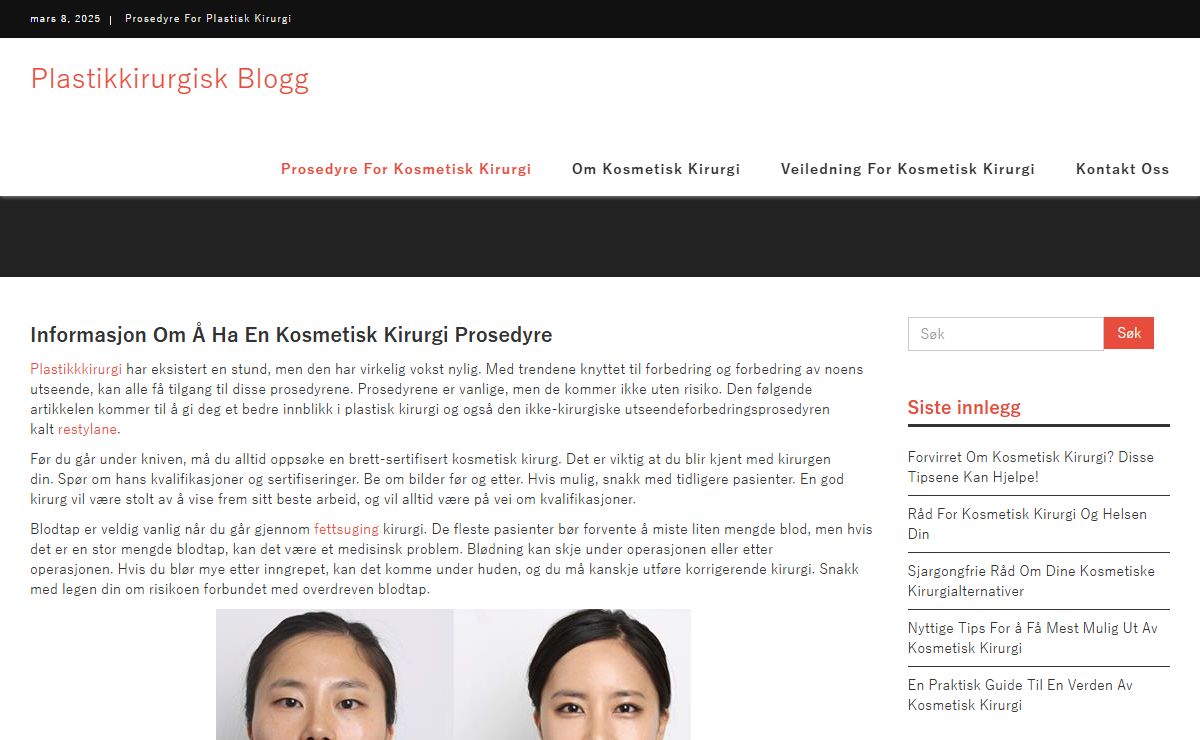 Plastikkirurgisk Blogg – Prosedyre For Plastisk Kirurgi