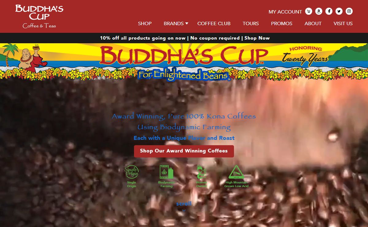100% Pure Kona Coffee Beans and Tea, Best Hawaiian Coffee - Buddha’s Cup