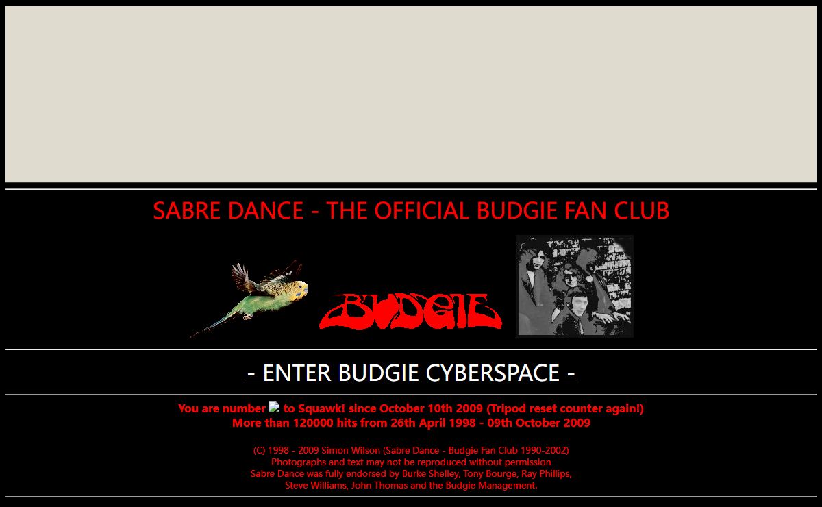 BUDGIE Fan Club (Official website for the Budgie Fan Club - Sabre Dance)
