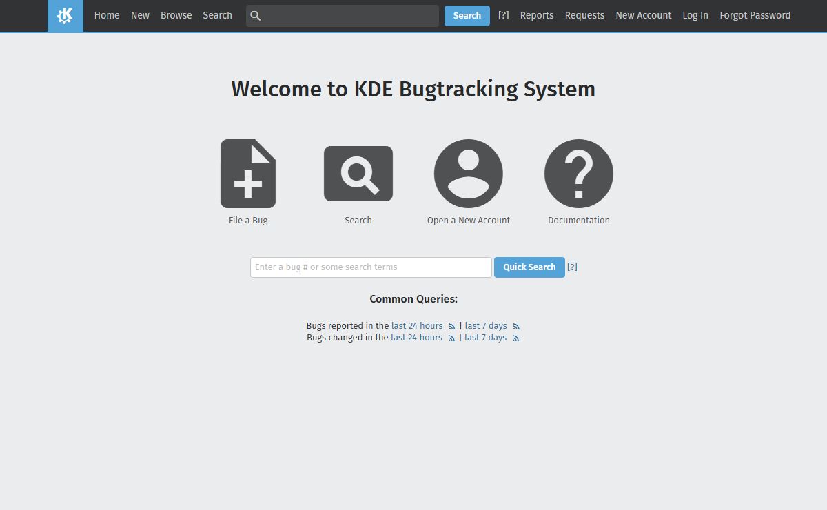 KDE Bugtracking System Main Page