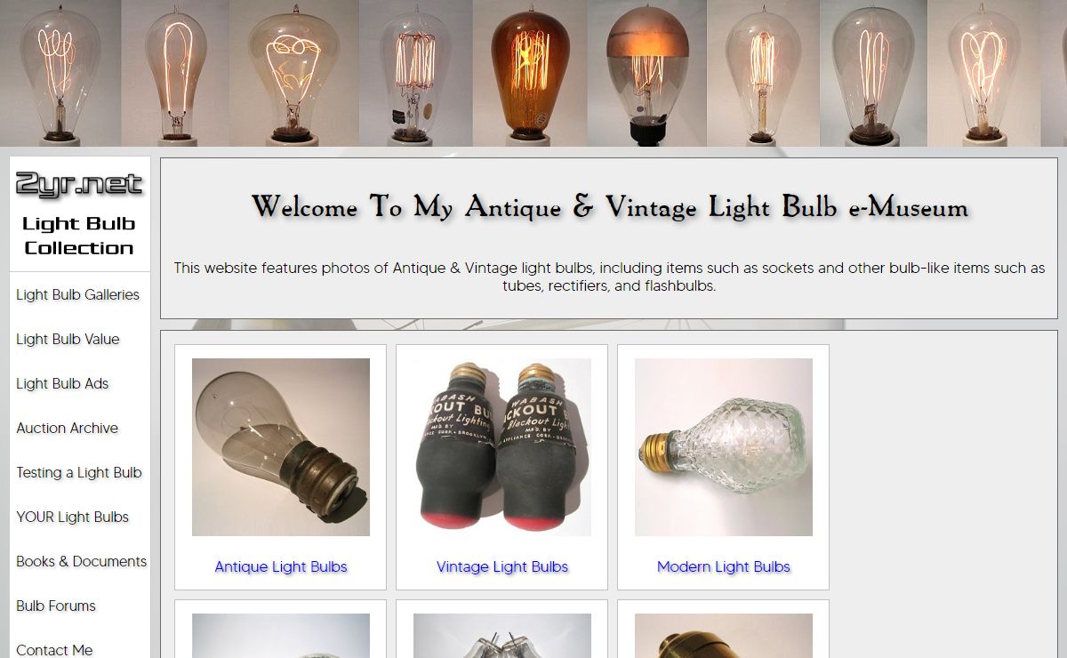 2yr.net - Antique & Vintage Light Bulb Collection Museum - Main Page