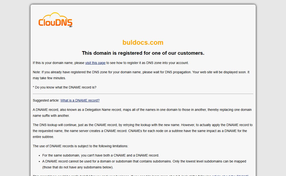 buldocs.com | DNAME record