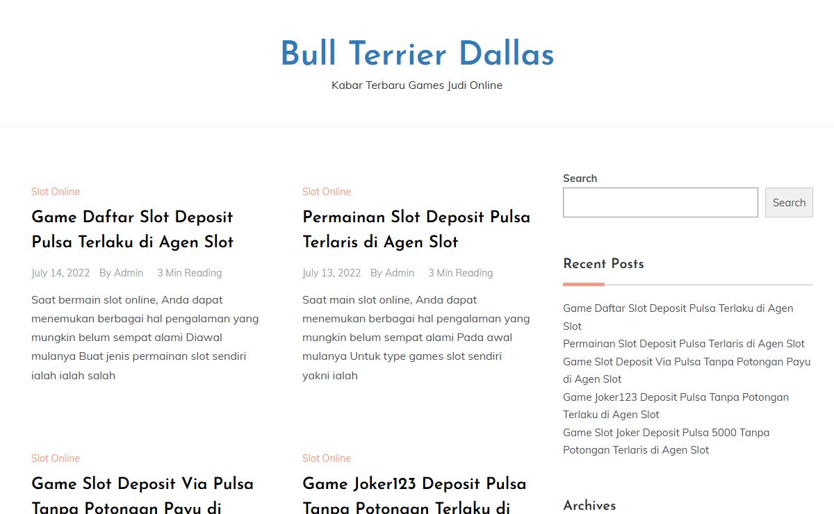 Bull Terrier Dallas – Kabar Terbaru Games Judi Online