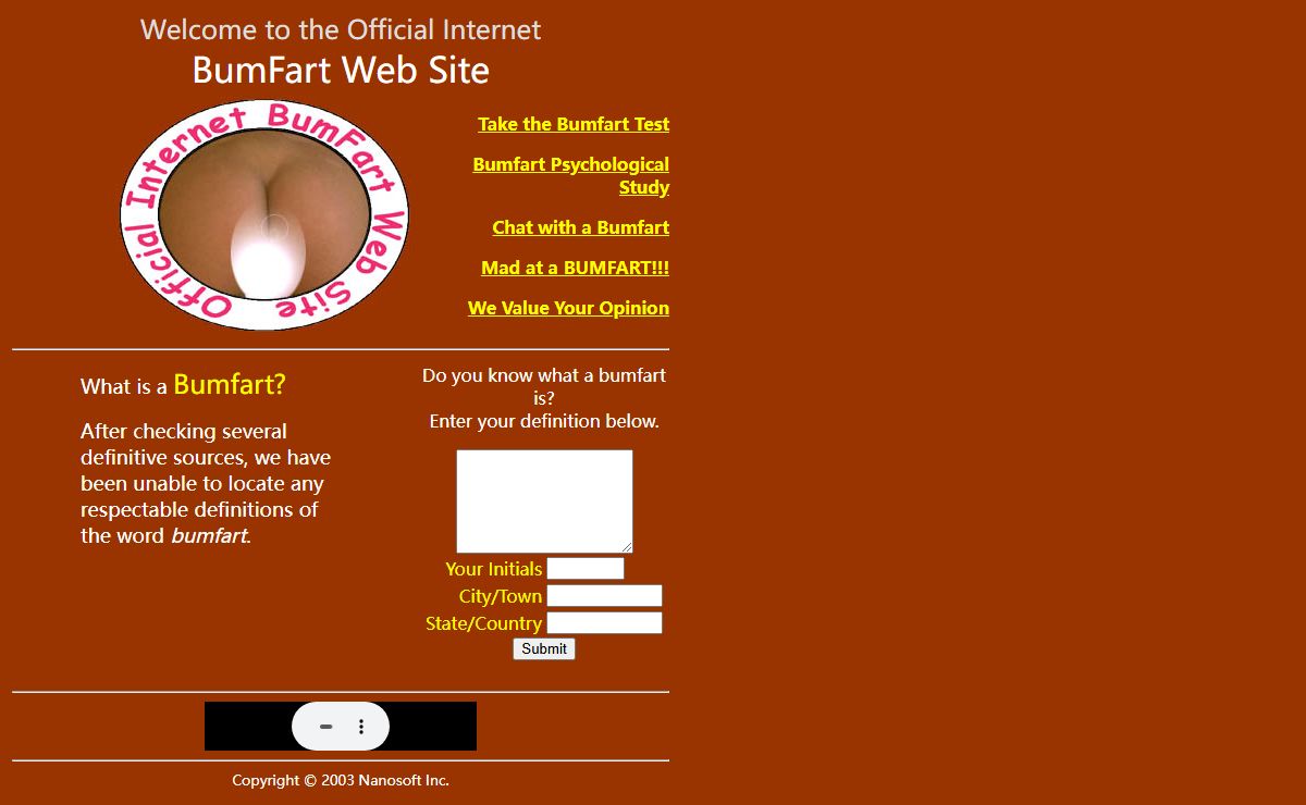 Welcome to the Official Internet BumFart Web Site 1