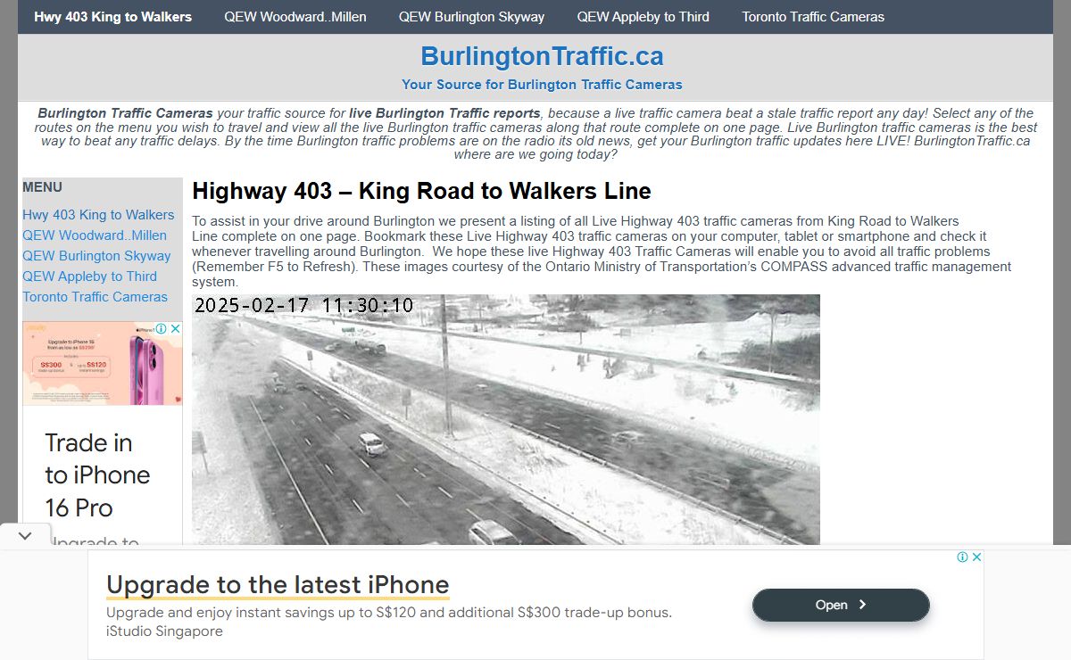 Highway 403 – King Road to Walkers Line - BurlingtonTraffic.ca