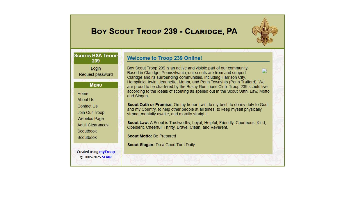 Boy Scout Troop 239, Claridge PA | Home Page