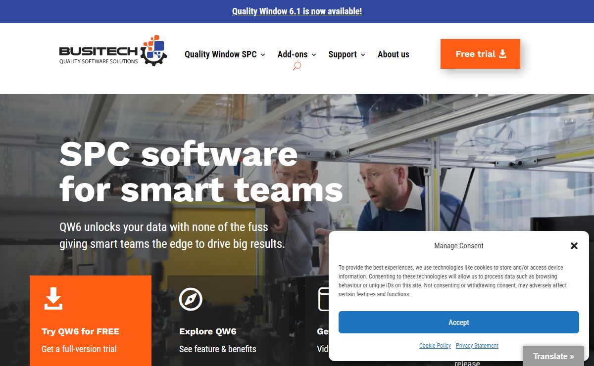 Quality Window Statistical Process Control Software SPC | Busitech