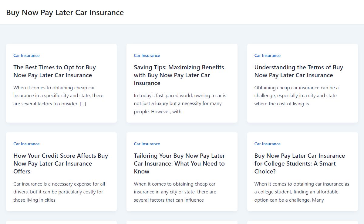Buy Now Pay Later Car Insurance