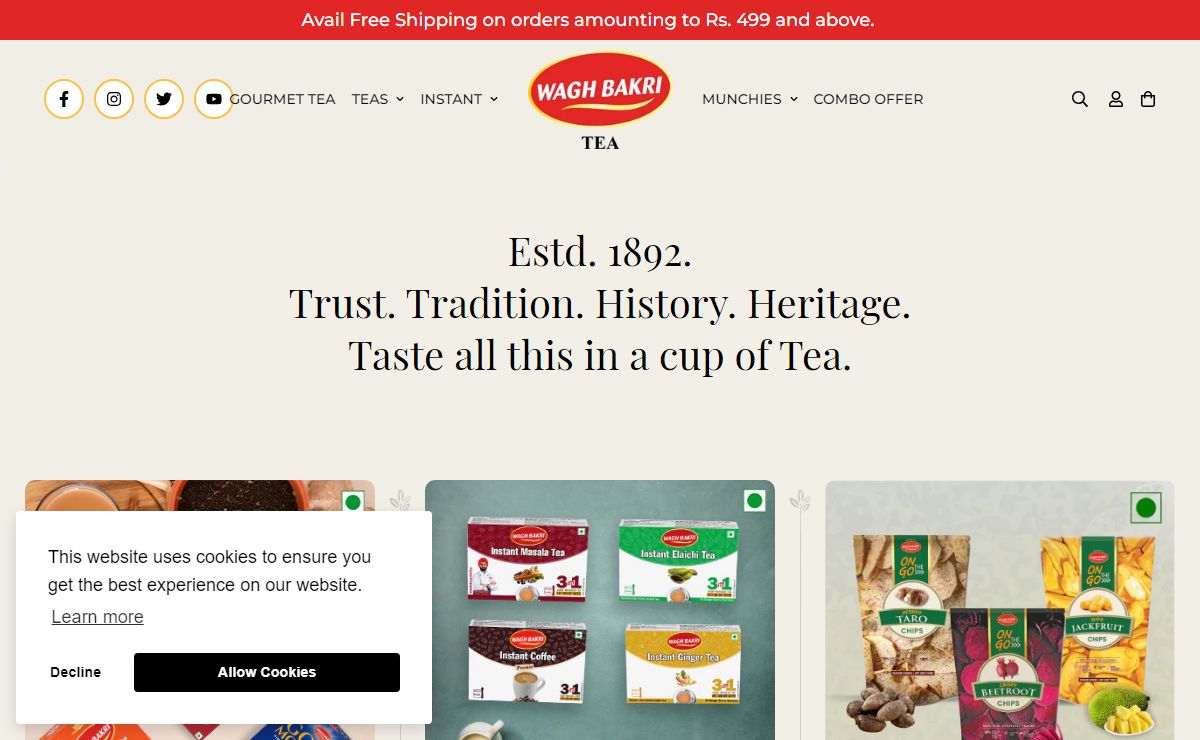 Buy Premium Black, Green, Gourmet Tea, Ice Tea | Wagh Bakri Tea