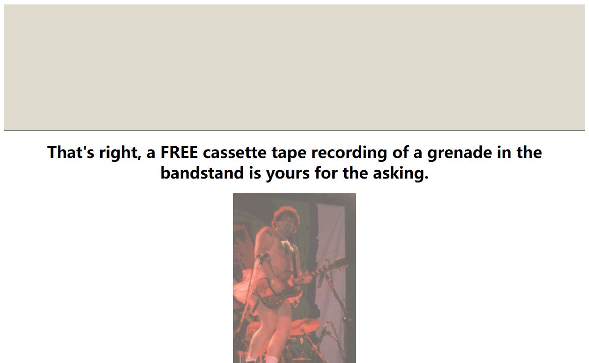 FREE! Cassette Tape Recording of "A Grenade In The Bandstand. FREE!