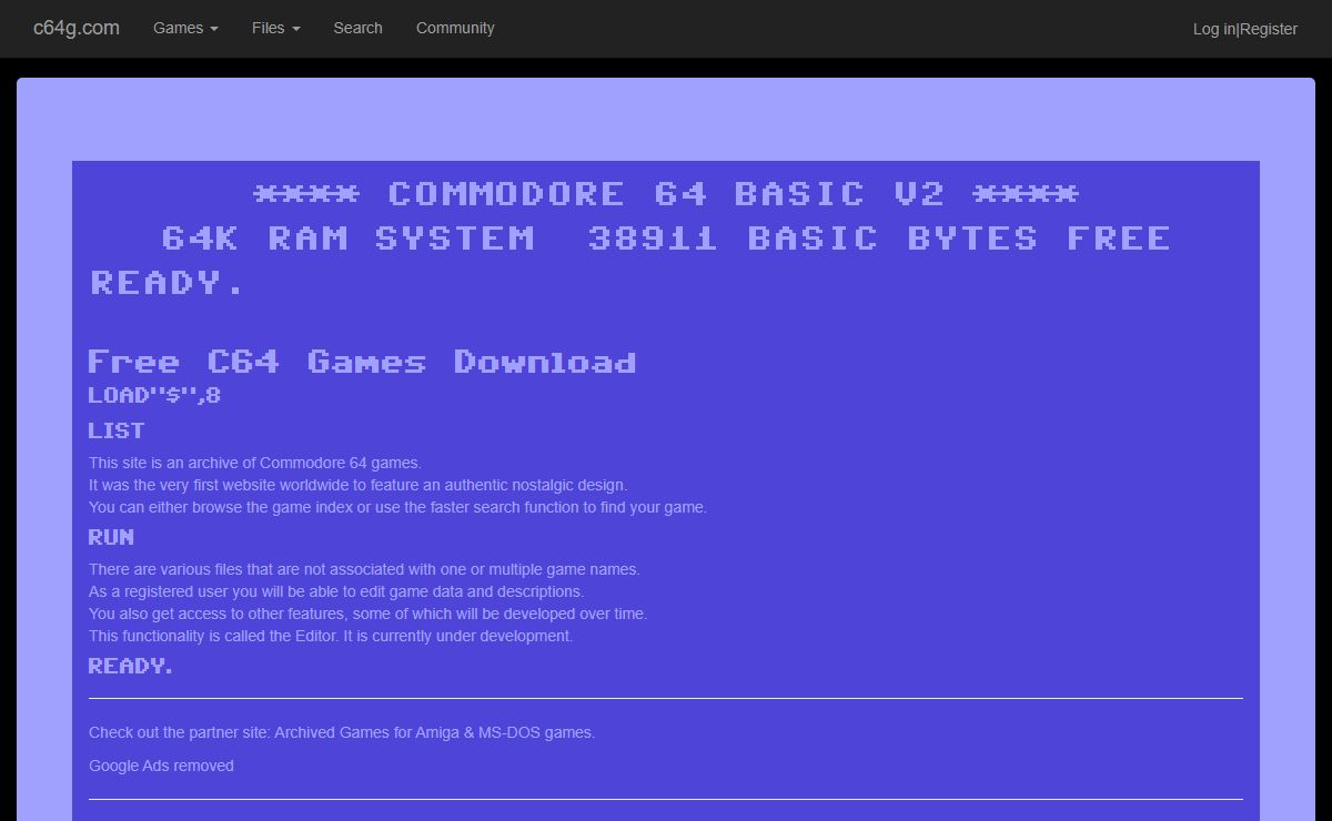 c64g.com Free C64 Games Download -