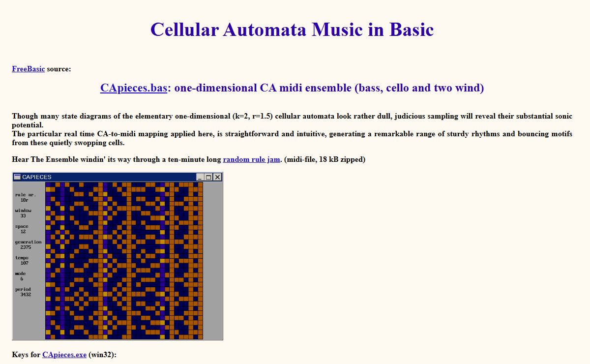 Cellular Automata music in Basic