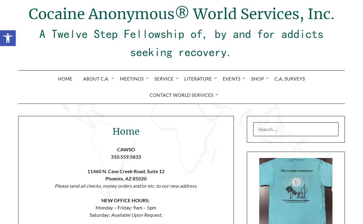 Cocaine Anonymous® World Services, Inc. – A Twelve Step Fellowship of, by and for addicts seeking recovery.