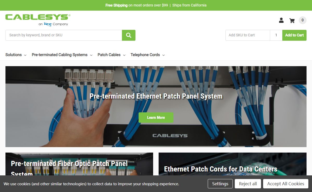 Pre-terminated Patch Panels, Patch Cables, Ethernet Cables | Cablesys