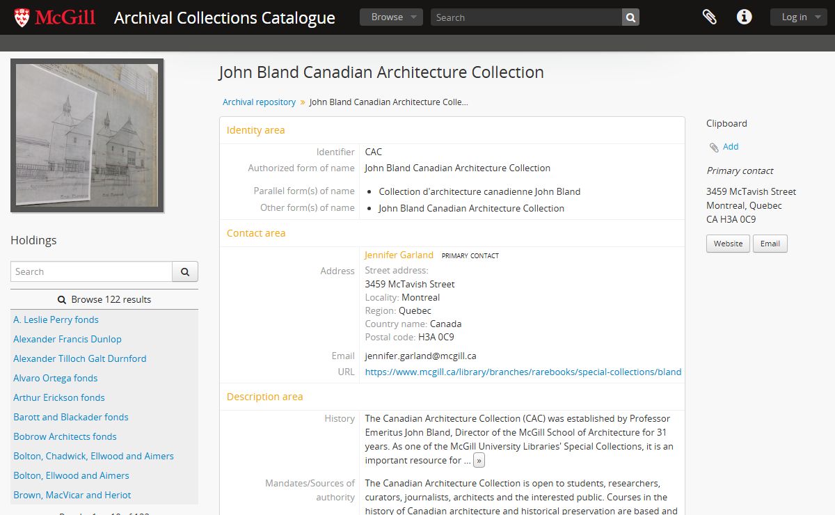 John Bland Canadian Architecture Collection - Archival Collections Catalogue